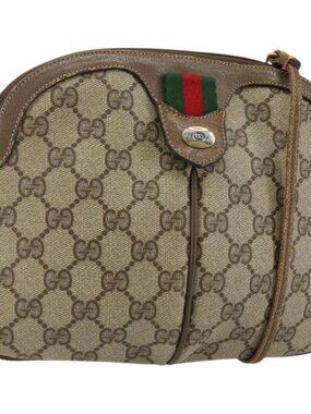 Authentic GUCCI GG Supreme Web Sherry Line Shoulder Bag PVC Beige 904 02 047